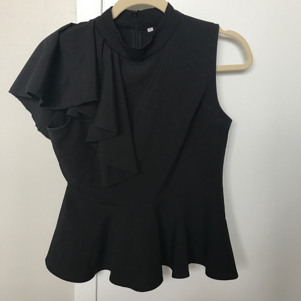 High Neck Black Blouse